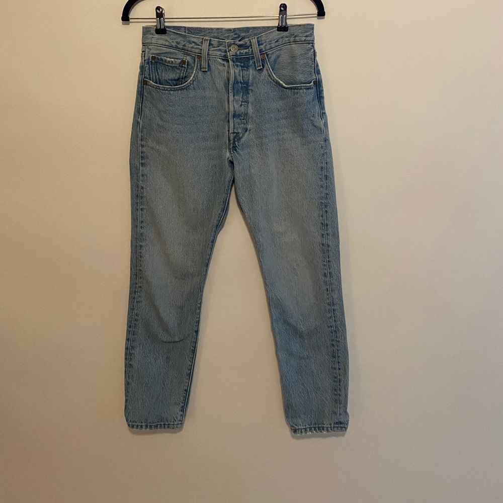 Blue 501s skinny 2/3 length